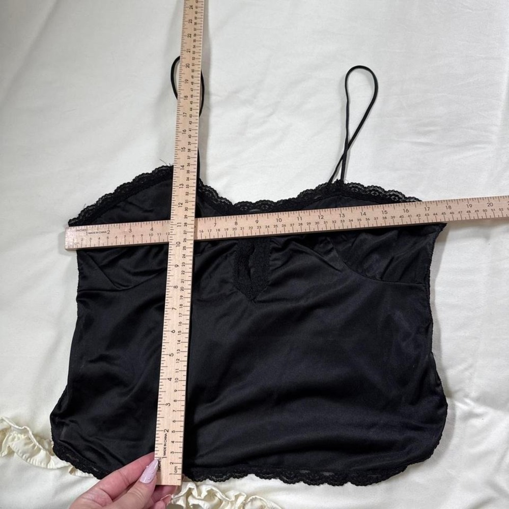 black lace cami 70s flair black lace trim cami size large - Picture 3 of 6